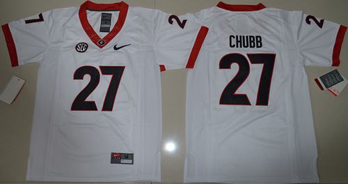 Bulldogs #27 Nick Chubb White Stitched Youth NCAA Jersey